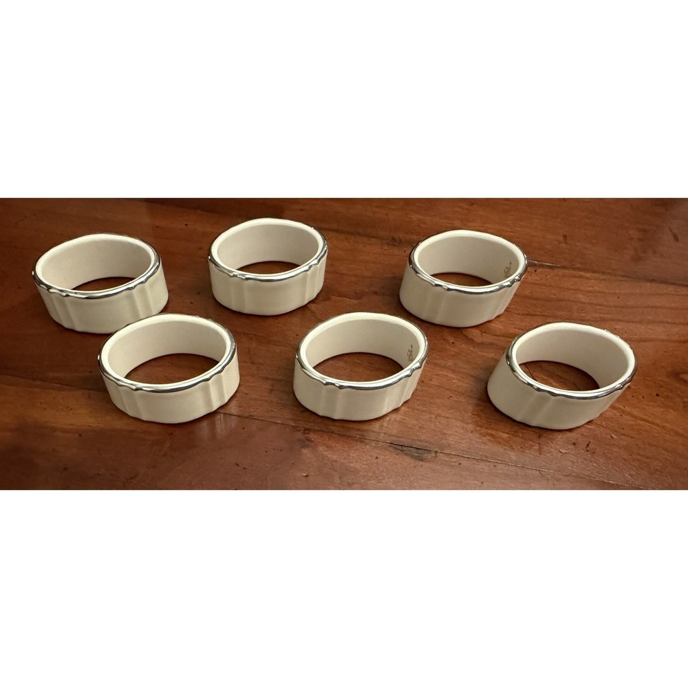 Vintage Lenox Symphony Collection Napkin Ring Set of 6 Platinum Trim Boxed